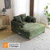 image:imageVINGLI Lounge Chair 56 Oversized Reading Chair Corduroy Chaise Sofa Recliner Bed Upholstered Comfy Sleeper Couch with Throw Pillows and Armrests for Living Room Movie Room BedroomOlive Green