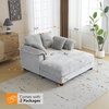 image:imageVINGLI Lounge Chair 56 Oversized Reading Chair Corduroy Chaise Sofa Recliner Bed Upholstered Comfy Sleeper Couch with Throw Pillows and Armrests for Living Room Movie Room BedroomLight Grey