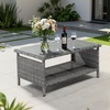 image:imageVINGLI Outdoor Wicker CoffeeTable Patio Coffee Tables for Outside Tempered Glass Top Wicker Table with Storage Coffee Table for Patio Balcony Porch Deck BlackGrey
