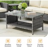 image:imageVINGLI Outdoor Wicker CoffeeTable Patio Coffee Tables for Outside Tempered Glass Top Wicker Table with Storage Coffee Table for Patio Balcony Porch Deck BlackGrey