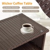 image:imageVINGLI Outdoor Wicker CoffeeTable Patio Coffee Tables for Outside Tempered Glass Top Wicker Table with Storage Coffee Table for Patio Balcony Porch Deck BlackBrown