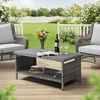 image:imageVINGLI Outdoor Wicker CoffeeTable Patio Coffee Tables for Outside Tempered Glass Top Wicker Table with Storage Coffee Table for Patio Balcony Porch Deck BlackGrey