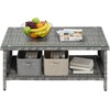 image:imageVINGLI Outdoor Wicker CoffeeTable Patio Coffee Tables for Outside Tempered Glass Top Wicker Table with Storage Coffee Table for Patio Balcony Porch Deck BlackGrey