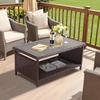 image:imageVINGLI Outdoor Wicker CoffeeTable Patio Coffee Tables for Outside Tempered Glass Top Wicker Table with Storage Coffee Table for Patio Balcony Porch Deck BlackBrown
