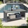 image:imageVINGLI Outdoor Wicker CoffeeTable Patio Coffee Tables for Outside Tempered Glass Top Wicker Table with Storage Coffee Table for Patio Balcony Porch Deck BlackGrey