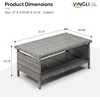 image:imageVINGLI Outdoor Wicker CoffeeTable Patio Coffee Tables for Outside Tempered Glass Top Wicker Table with Storage Coffee Table for Patio Balcony Porch Deck BlackGrey