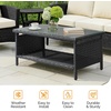 image:imageVINGLI Outdoor Wicker CoffeeTable Patio Coffee Tables for Outside Tempered Glass Top Wicker Table with Storage Coffee Table for Patio Balcony Porch Deck BlackBlack