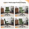 image:imageVINGLI Rolling Ergonomic Office Desk Chair with Padded Flipup Arms 360 Swivel High Back Executive Computer Task Chair with Wheels for GameHome Small Space Study Room Reading RoomPu GreenLeathergreen