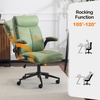 image:imageVINGLI Rolling Ergonomic Office Desk Chair with Padded Flipup Arms 360 Swivel High Back Executive Computer Task Chair with Wheels for GameHome Small Space Study Room Reading RoomPu GreenLeathergreen