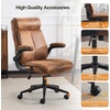 image:imageVINGLI Rolling Ergonomic Office Desk Chair with Padded Flipup Arms 360 Swivel High Back Executive Computer Task Chair with Wheels for GameHome Small Space Study Room Reading RoomPu GreenMicrofiberbrown