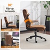 image:imageVINGLI Rolling Ergonomic Office Desk Chair with Padded Flipup Arms 360 Swivel High Back Executive Computer Task Chair with Wheels for GameHome Small Space Study Room Reading RoomPu GreenMicrofiberbrown