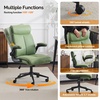 image:imageVINGLI Rolling Ergonomic Office Desk Chair with Padded Flipup Arms 360 Swivel High Back Executive Computer Task Chair with Wheels for GameHome Small Space Study Room Reading RoomPu GreenLeathergreen