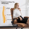image:imageVINGLI Rolling Ergonomic Office Desk Chair with Padded Flipup Arms 360 Swivel High Back Executive Computer Task Chair with Wheels for GameHome Small Space Study Room Reading RoomPu GreenMicrofiberbrown