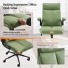image:imageVINGLI Rolling Ergonomic Office Desk Chair with Padded Flipup Arms 360 Swivel High Back Executive Computer Task Chair with Wheels for GameHome Small Space Study Room Reading RoomPu GreenLeathergreen