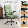 image:imageVINGLI Rolling Ergonomic Office Desk Chair with Padded Flipup Arms 360 Swivel High Back Executive Computer Task Chair with Wheels for GameHome Small Space Study Room Reading RoomPu GreenLeathergreen