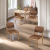 image:imageVINGLI Brown Woven Wooden Dining Chairs Set of 4Armless Mid Century Modern Desk Chairs with RivetampFoot PegsUpholstered Farmhouse Comfy Chair No Wheels for Dining RoomLiving RoomKitchenOakSuedeBrown