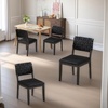 image:imageVINGLI Brown Woven Wooden Dining Chairs Set of 4Armless Mid Century Modern Desk Chairs with RivetampFoot PegsUpholstered Farmhouse Comfy Chair No Wheels for Dining RoomLiving RoomKitchenOakSuedeBlack