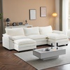 image:imageVINGLI Convertible UShaped Sectional Couch with 2 Movable 2Layer Ottoman Oversized Comfy Cloud Modular Sofa with Deep Seat amp Chaise 3 Seater Cozy Soft Couch for Living Room Chenille WhiteCreamChenillewhite Cream
