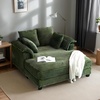 image:imageVINGLI Lounge Chair 56 Oversized Reading Chair Corduroy Chaise Sofa Recliner Bed Upholstered Comfy Sleeper Couch with Throw Pillows and Armrests for Living Room Movie Room BedroomOlive Green