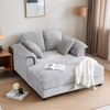 image:imageVINGLI Lounge Chair 56 Oversized Reading Chair Corduroy Chaise Sofa Recliner Bed Upholstered Comfy Sleeper Couch with Throw Pillows and Armrests for Living Room Movie Room BedroomLight Grey