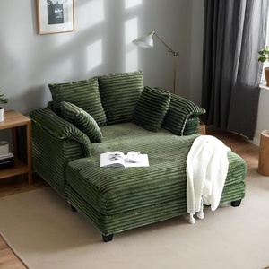 image:imageVINGLI Lounge Chair 56 Oversized Reading Chair Corduroy Chaise Sofa Recliner Bed Upholstered Comfy Sleeper Couch with Throw Pillows and Armrests for Living Room Movie Room BedroomOlive Green