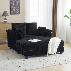 image:imageVINGLI Lounge Chair 56 Oversized Reading Chair Corduroy Chaise Sofa Recliner Bed Upholstered Comfy Sleeper Couch with Throw Pillows and Armrests for Living Room Movie Room BedroomBlack