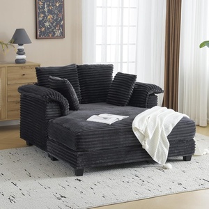 image:imageVINGLI Lounge Chair 56 Oversized Reading Chair Corduroy Chaise Sofa Recliner Bed Upholstered Comfy Sleeper Couch with Throw Pillows and Armrests for Living Room Movie Room BedroomDark Grey
