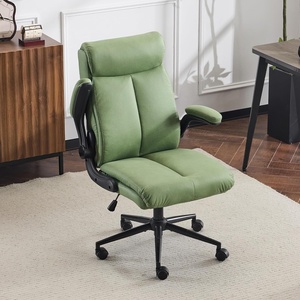 image:imageVINGLI Rolling Ergonomic Office Desk Chair with Padded Flipup Arms 360 Swivel High Back Executive Computer Task Chair with Wheels for GameHome Small Space Study Room Reading RoomPu GreenLeathergreen