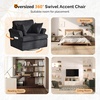 image:imageVINGL 392 Wide 360 Swivel Accent Armchair with 2 Pillows Oversized Single Sofa Chair and a Half with Side Pockets and Wide armrest for Living Room Bedroom Reading Room Corduroy BlackBlack