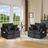 image:imageVINGL 392 Wide 360 Swivel Accent Armchair with 2 Pillows Oversized Single Sofa Chair and a Half with Side Pockets and Wide armrest for Living Room Bedroom Reading Room Corduroy BlackBlack