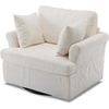 image:imageVINGL 392 Wide 360 Swivel Accent Armchair with 2 Pillows Oversized Single Sofa Chair and a Half with Side Pockets and Wide armrest for Living Room Bedroom Reading Room Corduroy BlackBeige