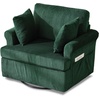 image:imageVINGL 392 Wide 360 Swivel Accent Armchair with 2 Pillows Oversized Single Sofa Chair and a Half with Side Pockets and Wide armrest for Living Room Bedroom Reading Room Corduroy BlackGreen