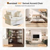 image:imageVINGL 392 Wide 360 Swivel Accent Armchair with 2 Pillows Oversized Single Sofa Chair and a Half with Side Pockets and Wide armrest for Living Room Bedroom Reading Room Corduroy BlackBeige