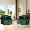 image:imageVINGL 392 Wide 360 Swivel Accent Armchair with 2 Pillows Oversized Single Sofa Chair and a Half with Side Pockets and Wide armrest for Living Room Bedroom Reading Room Corduroy BlackGreen