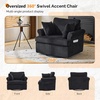 image:imageVINGL 392 Wide 360 Swivel Accent Armchair with 2 Pillows Oversized Single Sofa Chair and a Half with Side Pockets and Wide armrest for Living Room Bedroom Reading Room Corduroy BlackBlack