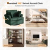 image:imageVINGL 392 Wide 360 Swivel Accent Armchair with 2 Pillows Oversized Single Sofa Chair and a Half with Side Pockets and Wide armrest for Living Room Bedroom Reading Room Corduroy BlackGreen