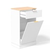 image:imageVINGLI 10 Gallon Tilt Out Trash Can Cabinet White Wooden Fluted Garbage Cabinet with Drawer Hidden Trash amp Laundry Hamper for Kitchen Living Room and Laundry Room White10Gallons