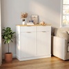 image:imageVINGLI 10 Gallon Tilt Out Trash Can Cabinet White Wooden Fluted Garbage Cabinet with Drawer Hidden Trash amp Laundry Hamper for Kitchen Living Room and Laundry Room White20Gallons