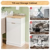 image:imageVINGLI 10 Gallon Tilt Out Trash Can Cabinet White Wooden Fluted Garbage Cabinet with Drawer Hidden Trash amp Laundry Hamper for Kitchen Living Room and Laundry Room White10Gallons