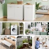 image:imageVINGLI 10 Gallon Tilt Out Trash Can Cabinet White Wooden Fluted Garbage Cabinet with Drawer Hidden Trash amp Laundry Hamper for Kitchen Living Room and Laundry Room White10Gallons