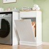 image:imageVINGLI 10 Gallon Tilt Out Trash Can Cabinet White Wooden Fluted Garbage Cabinet with Drawer Hidden Trash amp Laundry Hamper for Kitchen Living Room and Laundry Room White10Gallons