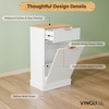 image:imageVINGLI 10 Gallon Tilt Out Trash Can Cabinet White Wooden Fluted Garbage Cabinet with Drawer Hidden Trash amp Laundry Hamper for Kitchen Living Room and Laundry Room White10Gallons