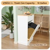 image:imageVINGLI 10 Gallon Tilt Out Trash Can Cabinet White Wooden Fluted Garbage Cabinet with Drawer Hidden Trash amp Laundry Hamper for Kitchen Living Room and Laundry Room White10Gallons