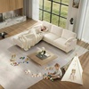 image:imageVINGLI 100 W U Shaped Couch with Ottoman 22 Deep Seat Comfortable Sectional Couches for Living Room 3 Seater Chenille Fabric Cloud Sofa for Apartment Small Spaces Bedroom GreenBeige