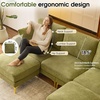 image:imageVINGLI 100 W U Shaped Couch with Ottoman 22 Deep Seat Comfortable Sectional Couches for Living Room 3 Seater Chenille Fabric Cloud Sofa for Apartment Small Spaces Bedroom GreenGreen