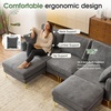 image:imageVINGLI 100 W U Shaped Couch with Ottoman 22 Deep Seat Comfortable Sectional Couches for Living Room 3 Seater Chenille Fabric Cloud Sofa for Apartment Small Spaces Bedroom GreenGrey