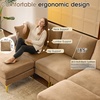 image:imageVINGLI 100 W U Shaped Couch with Ottoman 22 Deep Seat Comfortable Sectional Couches for Living Room 3 Seater Chenille Fabric Cloud Sofa for Apartment Small Spaces Bedroom GreenKhaki