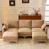 image:imageVINGLI 100 W U Shaped Couch with Ottoman 22 Deep Seat Comfortable Sectional Couches for Living Room 3 Seater Chenille Fabric Cloud Sofa for Apartment Small Spaces Bedroom GreenKhaki