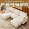 image:imageVINGLI 100 W U Shaped Couch with Ottoman 22 Deep Seat Comfortable Sectional Couches for Living Room 3 Seater Chenille Fabric Cloud Sofa for Apartment Small Spaces Bedroom GreenBeige