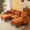 image:imageVINGLI 100 W U Shaped Couch with Ottoman 22 Deep Seat Comfortable Sectional Couches for Living Room 3 Seater Chenille Fabric Cloud Sofa for Apartment Small Spaces Bedroom GreenOrange